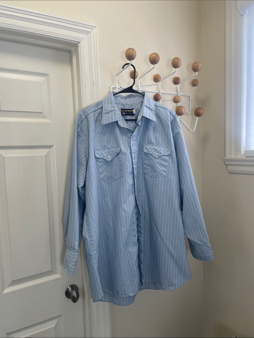 Panhandle Slim - Pearl Snap Button Down Casual Shirt - Blue / White - XXL